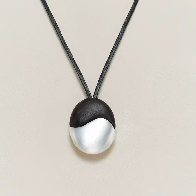 Letitdao Gold Silver Inlaid Ebony Necklace Heavy Duty Leather Cord Choker Artisan Layering Statement Piece