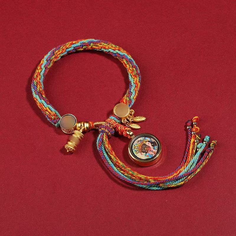 Letitdao Sacred Tibetan Red String Bracelet Hand-Painted Thakra Beads for Energetic Protection & Mindful Blessings Spiritual Guardian Gift