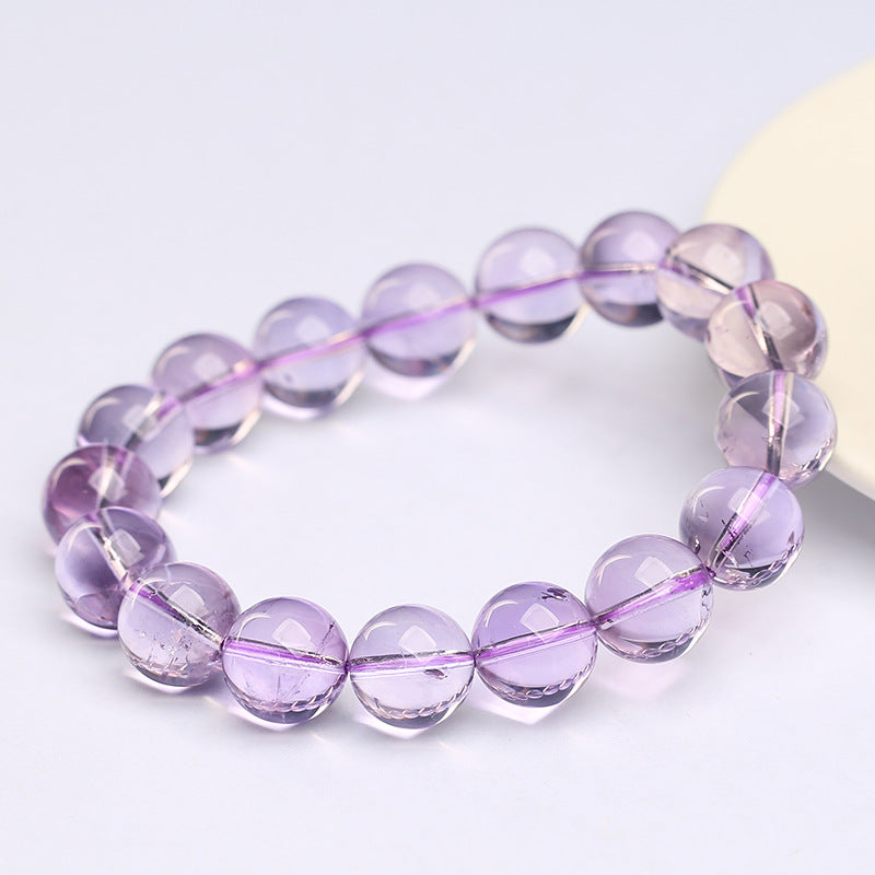 Letitdao Celestial Ice Bracelet Bolivian Amethyst for Intuitive Flow & Emotional Refinement Icy Crystal Jewelry