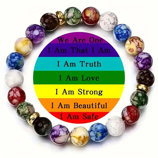 Letitdao Chakra-Aligned Rainbow Therapy Bracelet Handcrafted with Natural Stones for Energy Balance