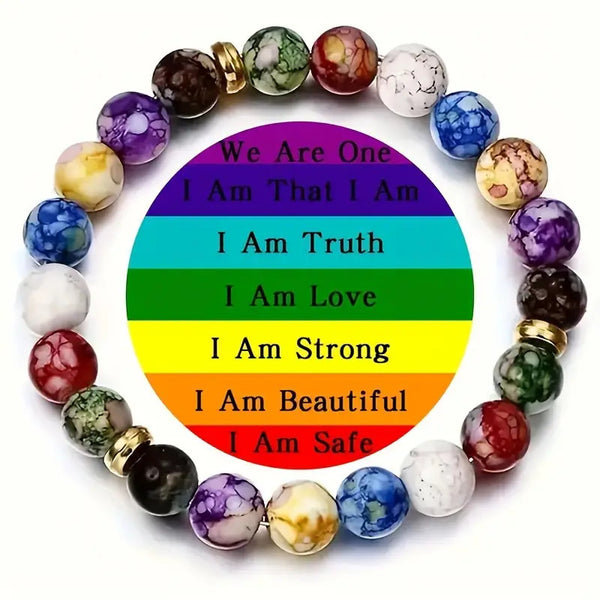 Letitdao Chakra-Aligned Rainbow Therapy Bracelet Handcrafted with Natural Stones for Energy Balance