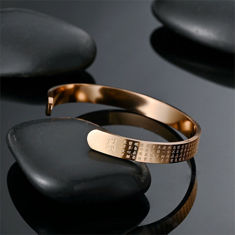 Letitdao Kinetic Mantra Cuff Titanium C-bangle with Adjustable Fit Tech Protection Jewelry