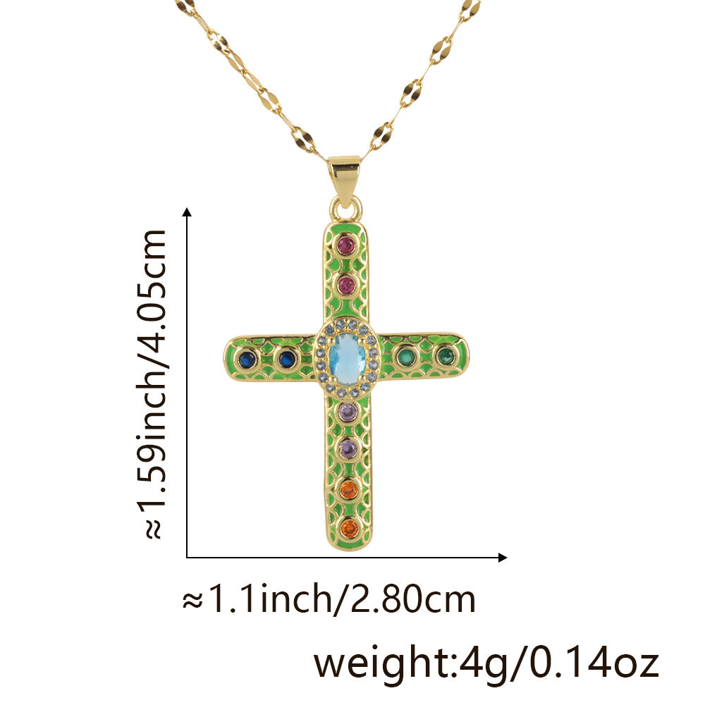 Letitdao Gold-plated Zirconia Multicolor Spectrum Pendant Necklace - Fashion Gradient Jewelry