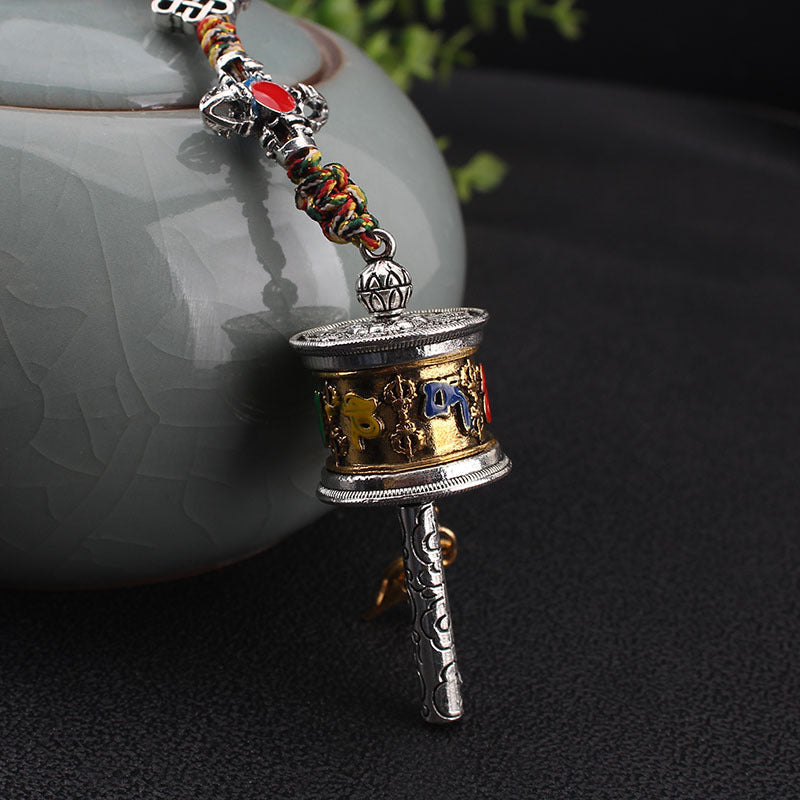 Letitdao Spinning Tibetan Mantra Car Charm Rotating Prayer Wheel for Mindful Driving & Travel Blessings Handcrafted Cultural Gift
