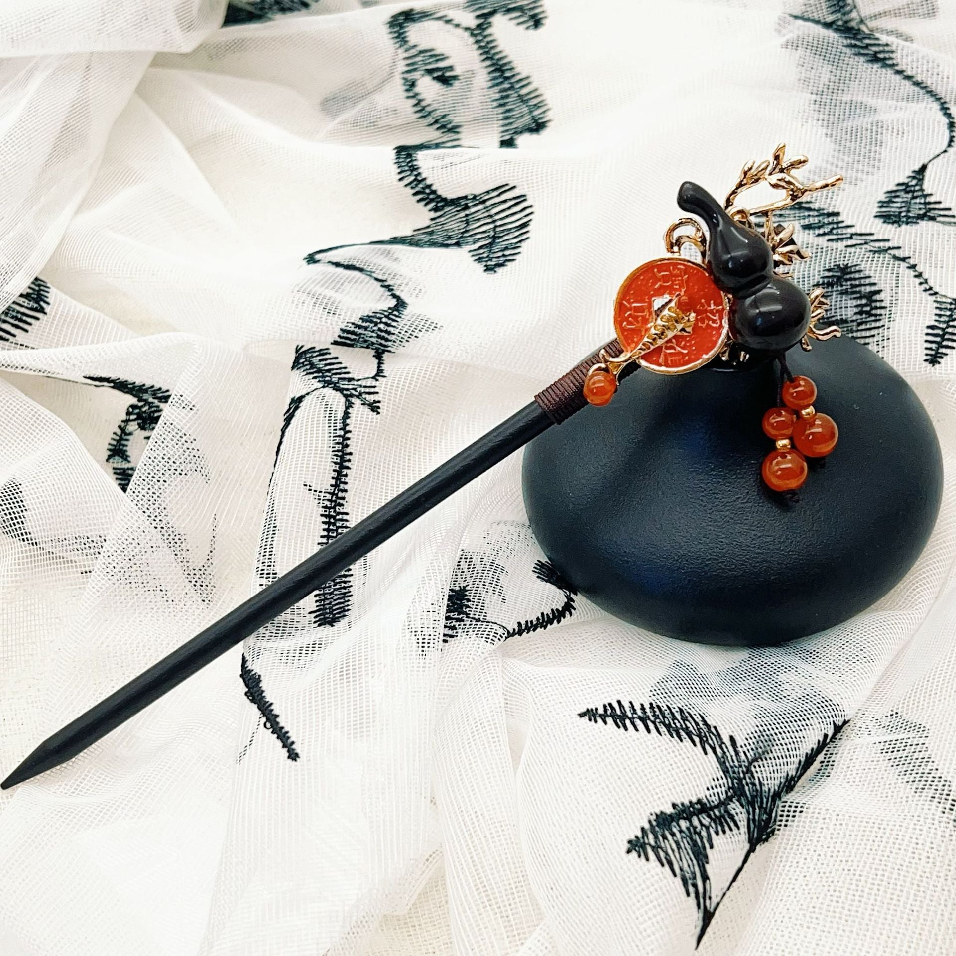 Sale Letitdao Manifestation Hairpin Wooden Koi & Lucky Gourd Hair Stick for Abundance & Positive Energy Mindful Spiritual Gift