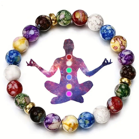 Letitdao Chakra-Aligned Rainbow Therapy Bracelet Handcrafted with Natural Stones for Energy Balance