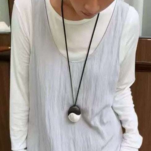 Letitdao Gold Silver Inlaid Ebony Necklace Heavy Duty Leather Cord Choker Artisan Layering Statement Piece