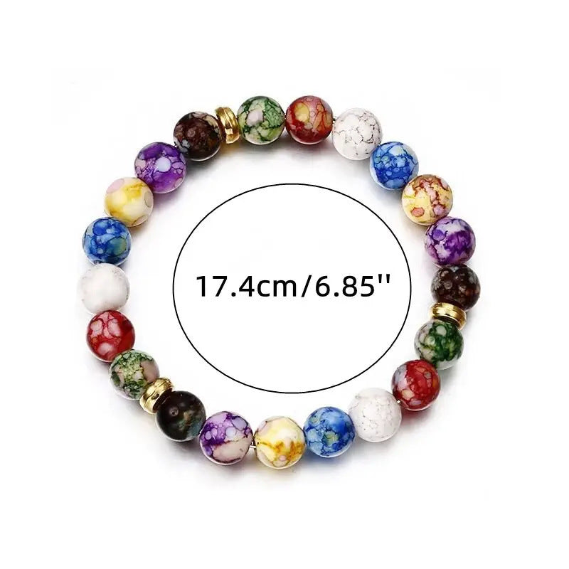 Letitdao Chakra-Aligned Rainbow Therapy Bracelet Handcrafted with Natural Stones for Energy Balance