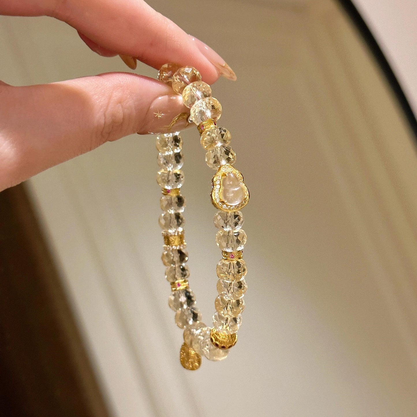 Letitdao Wealth From All Directions Bracelet Crystal Beads & Lucky Gourd for Abundance Energy