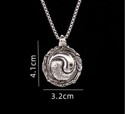 Sale Letitdao Yin-Yang Tai Chi Bagua Necklace Stainless Steel Pendant For Husband & Boyfriend