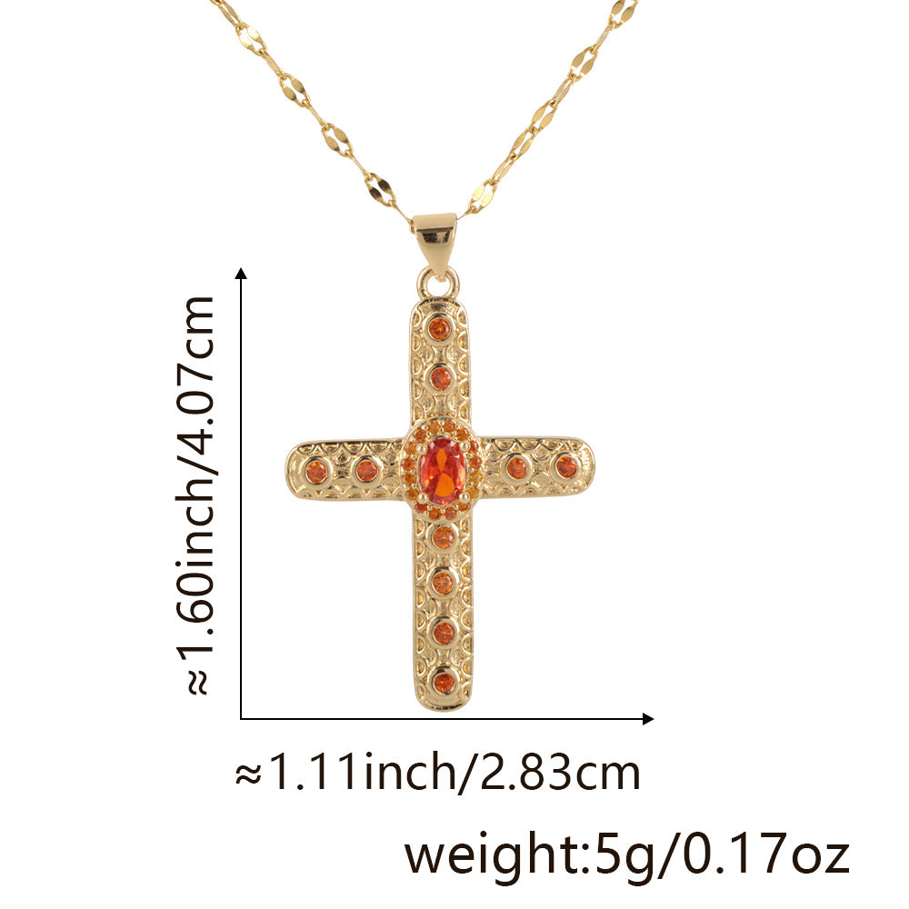 Letitdao Gold-plated Zirconia Multicolor Spectrum Pendant Necklace - Fashion Gradient Jewelry