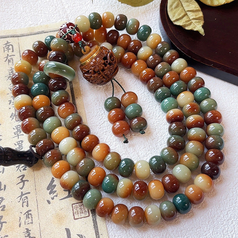 Letitdao Sensory Fidget Beads 108 Natural Seed Mala for Anxiety Relief & Focus Handheld Meditation Toy Necklace