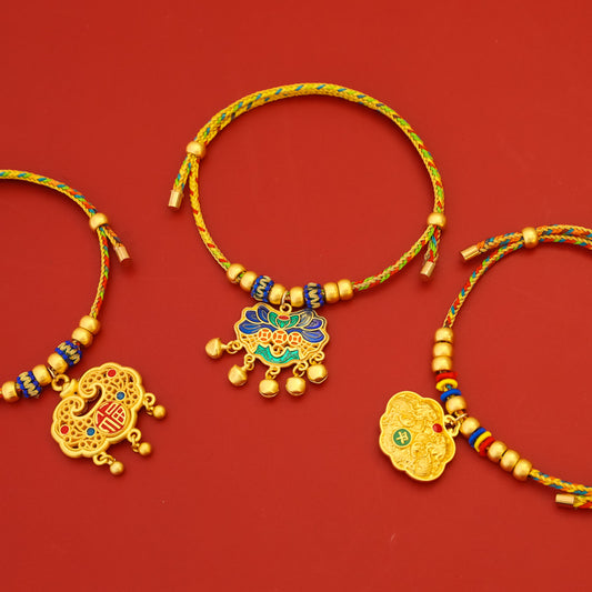 Letitdao Longevity Pet Collar Golden Chinese Lock & Knot for Noiseless Protection Adjustable New Year Energy Band