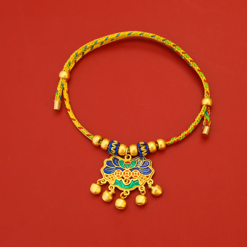 Letitdao Longevity Pet Collar Golden Chinese Lock & Knot for Noiseless Protection Adjustable New Year Energy Band