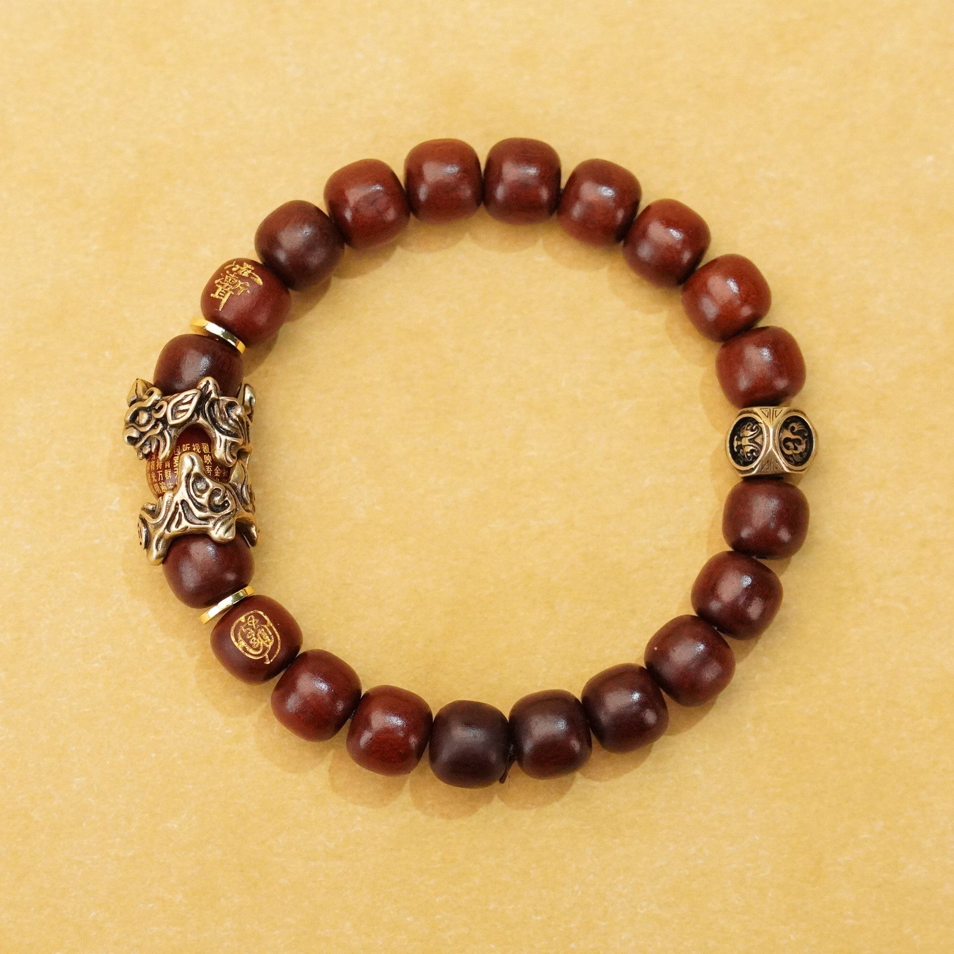 Letitdao Guardian Bracelet Lightning-Struck Jujube Wood Pi Xiu Gilded with Taoist Seals