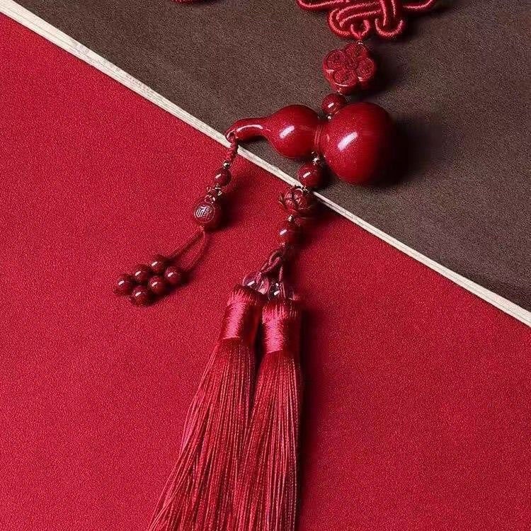 Letitdao Natural Cinnabar Gourd Car Charm Purple Cinnabar Pendant for Luck & Safe Travel Meaningful Protection Gift