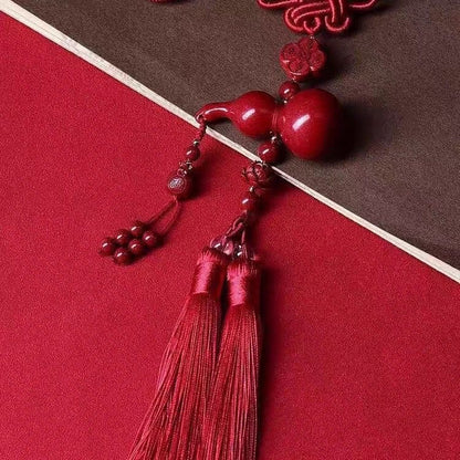 Letitdao Natural Cinnabar Gourd Car Charm Purple Cinnabar Pendant for Luck & Safe Travel Meaningful Protection Gift