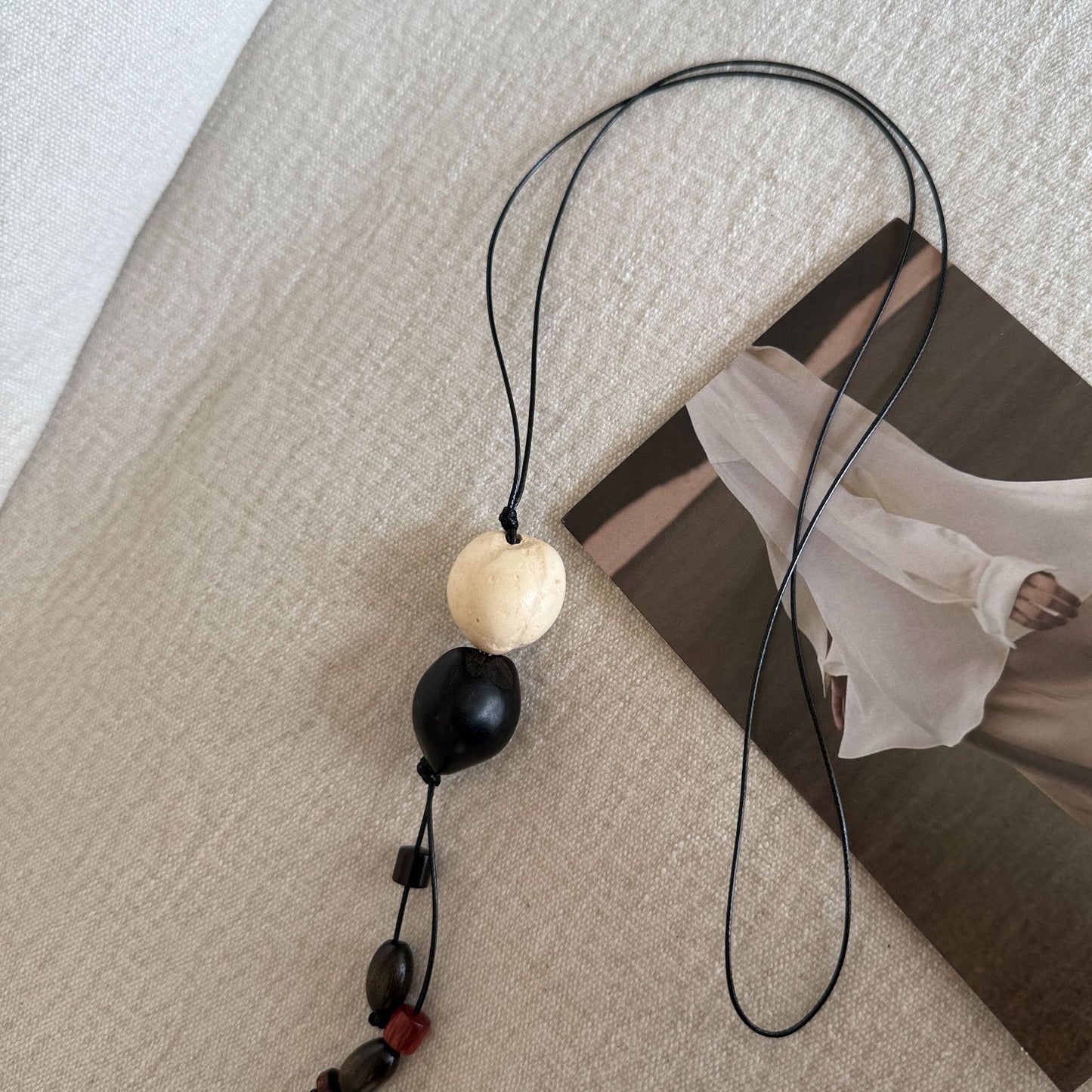 Letitdao Botanical Seed Necklace New Chinese Style Long Mala For Layering Literary Aesthetic Jewelry