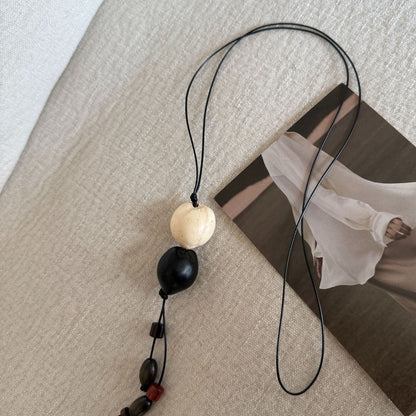 Letitdao Botanical Seed Necklace New Chinese Style Long Mala For Layering Literary Aesthetic Jewelry