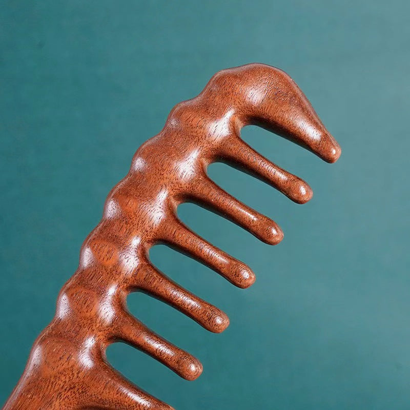 Letitdao Sandalwood Mindfulness Comb Wide-Tooth Massager for Curly Hair & Scalp Wellness Holistic Styling Ritual Tool