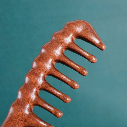 Letitdao Sandalwood Mindfulness Comb Wide-Tooth Massager for Curly Hair & Scalp Wellness Holistic Styling Ritual Tool