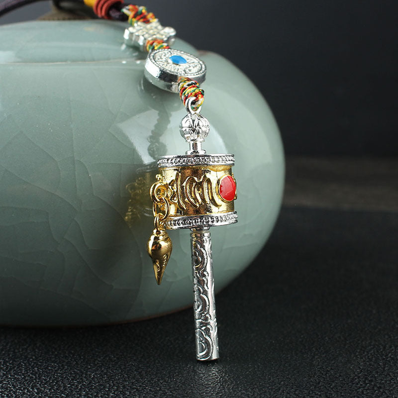 Letitdao Spinning Tibetan Mantra Car Charm Rotating Prayer Wheel for Mindful Driving & Travel Blessings Handcrafted Cultural Gift