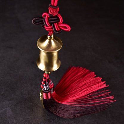 Letitdao Chinese Style Prayer Wheel Car Charm Solid Brass Ornament with Two-Color Tassel for Travel Blessings & Safe Journey