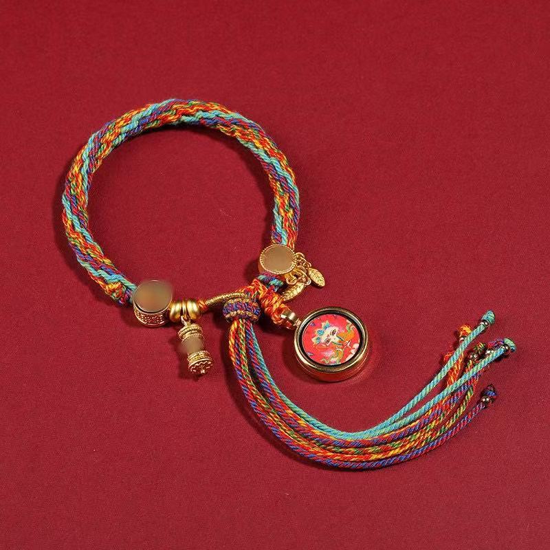 Letitdao Sacred Tibetan Red String Bracelet Hand-Painted Thakra Beads for Energetic Protection & Mindful Blessings Spiritual Guardian Gift