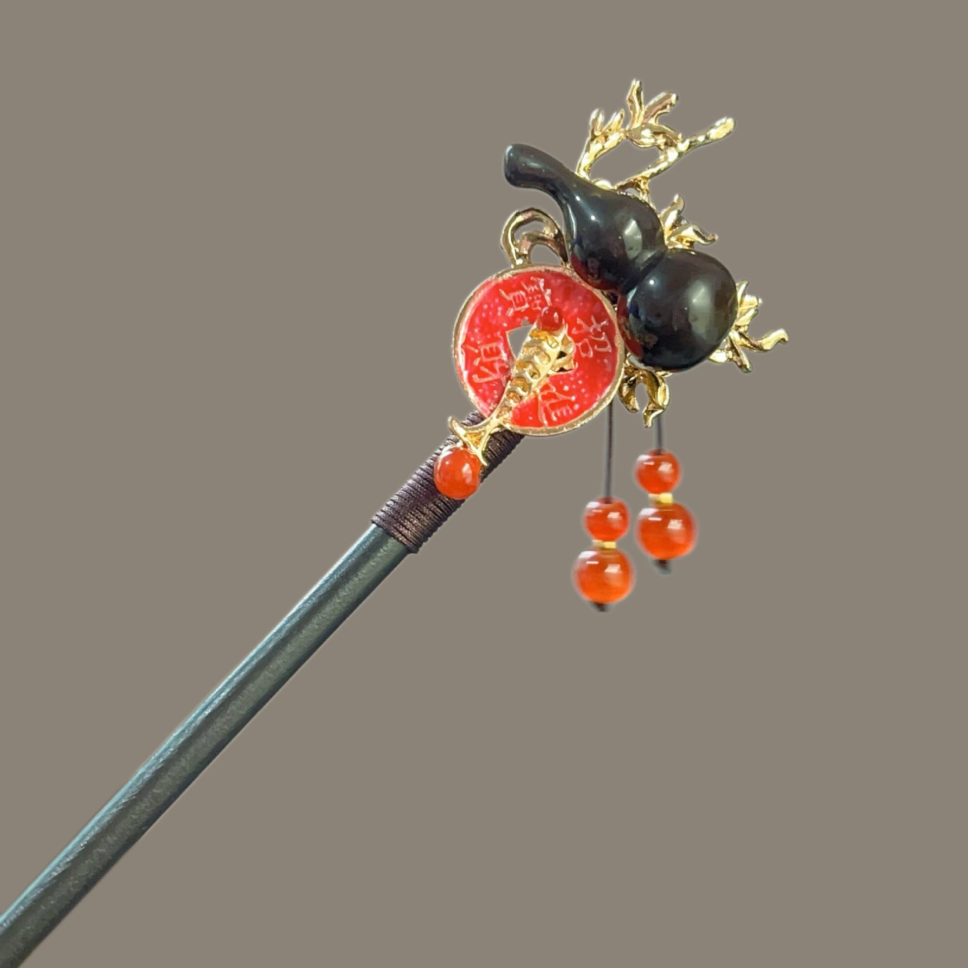 Sale Letitdao Manifestation Hairpin Wooden Koi & Lucky Gourd Hair Stick for Abundance & Positive Energy Mindful Spiritual Gift