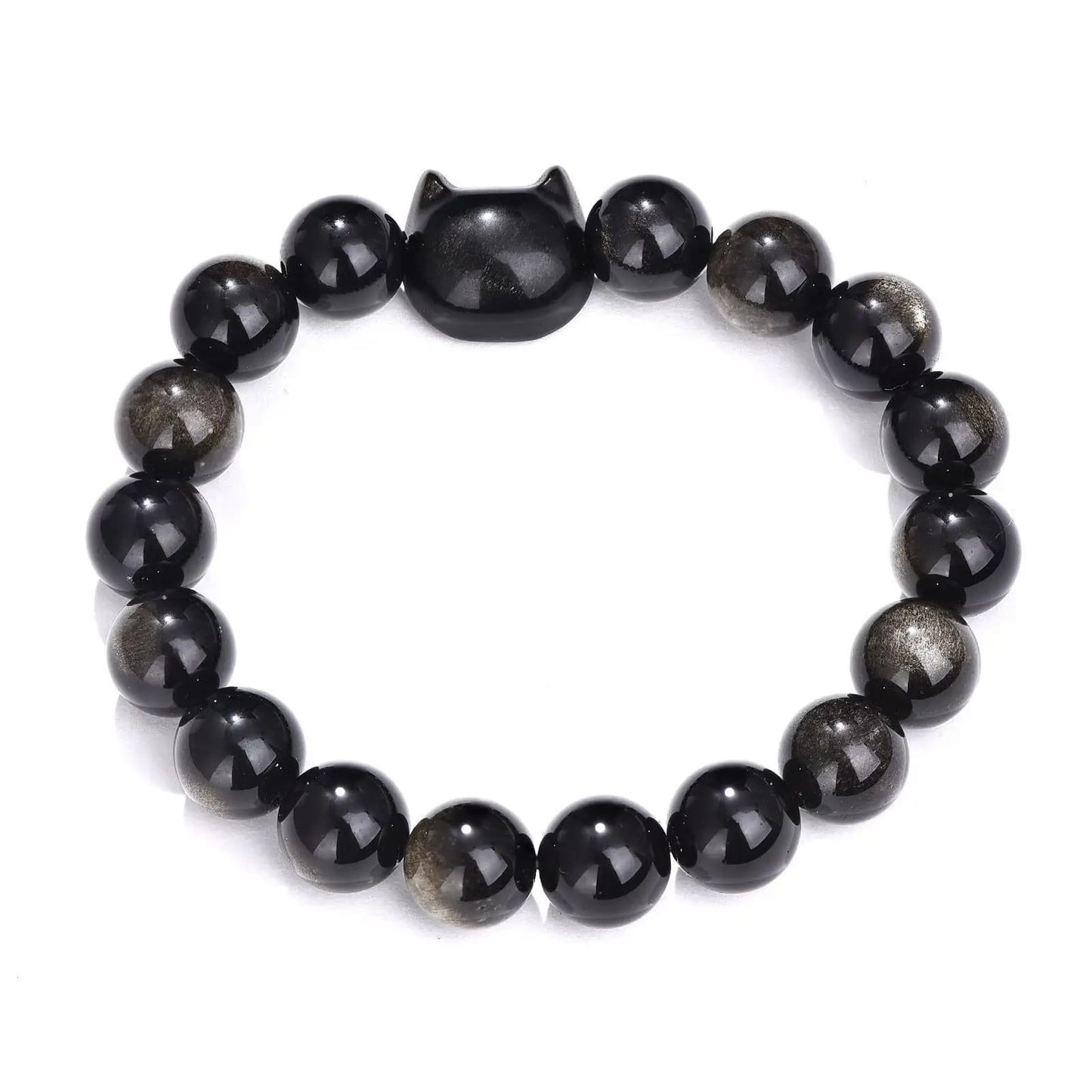 Letitdao Your Feline Energy Ally Bracelet of Love (Rose Quartz) & Courage (Tiger's Eye) with Adorable Cat Beads