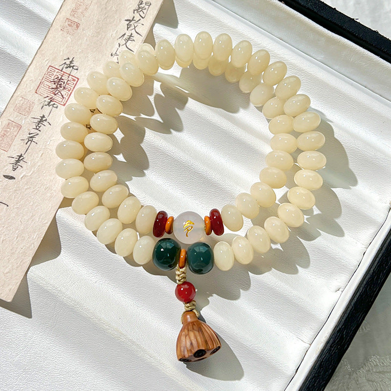 Letitdao Energy Balancing Bracelet Natural Bodhi Seed Mala With 5 Elements Healing Chakra Jewelry Necklace