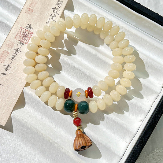 Letitdao Energy Balancing Bracelet Natural Bodhi Seed Mala With 5 Elements Healing Chakra Jewelry Necklace