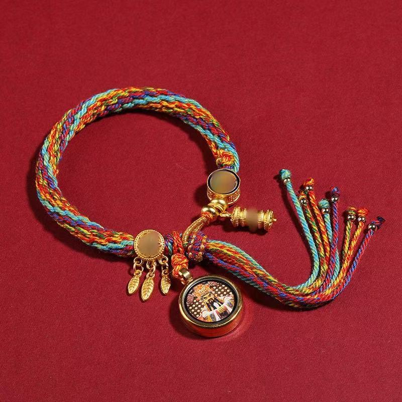 Letitdao Sacred Tibetan Red String Bracelet Hand-Painted Thakra Beads for Energetic Protection & Mindful Blessings Spiritual Guardian Gift