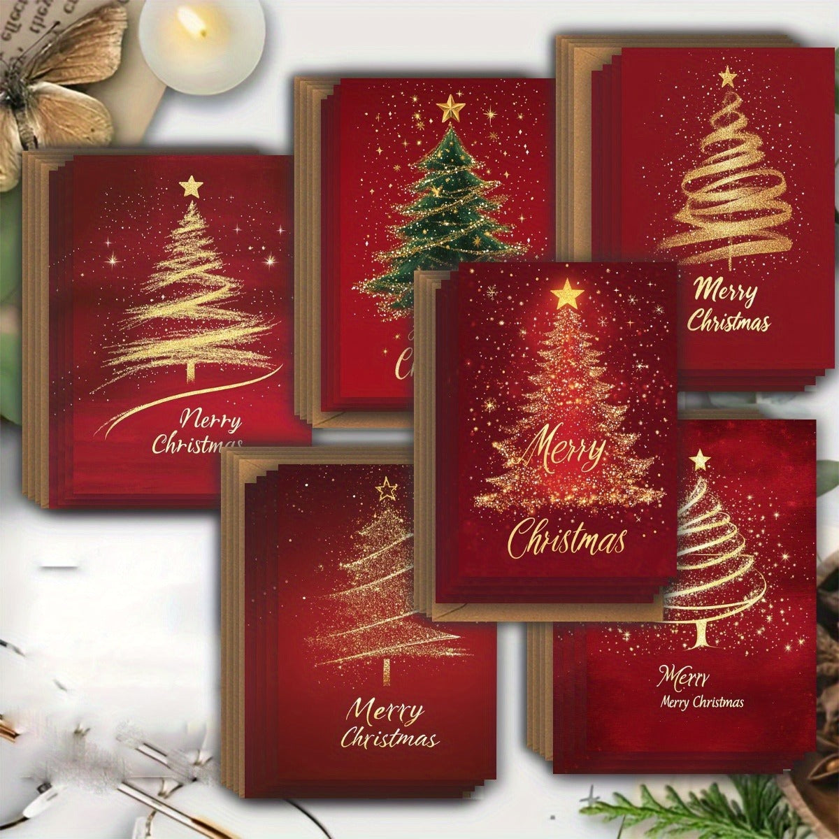Letitdao Golden Christmas Tree Card Premium Design With Festive Resonance Luminous Holiday Art
