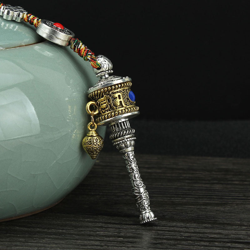 Letitdao Spinning Tibetan Mantra Car Charm Rotating Prayer Wheel for Mindful Driving & Travel Blessings Handcrafted Cultural Gift