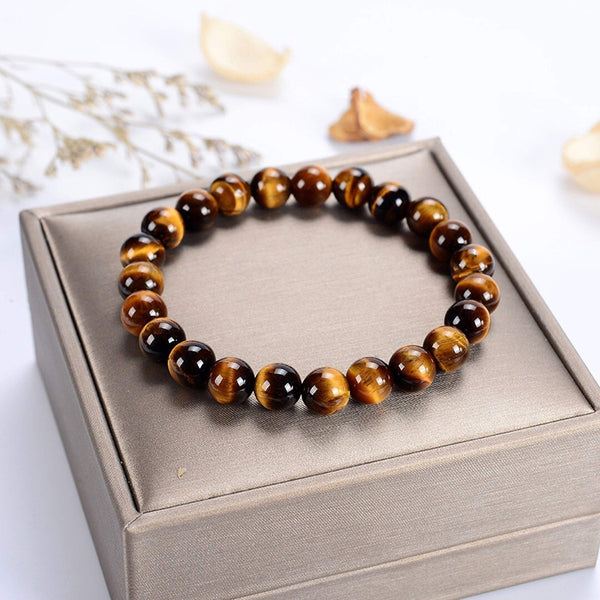 Letitdao Solar Energy in Every Bead Natural Tiger's Eye Stretch Bracelet for Clarity Focus & Motivation