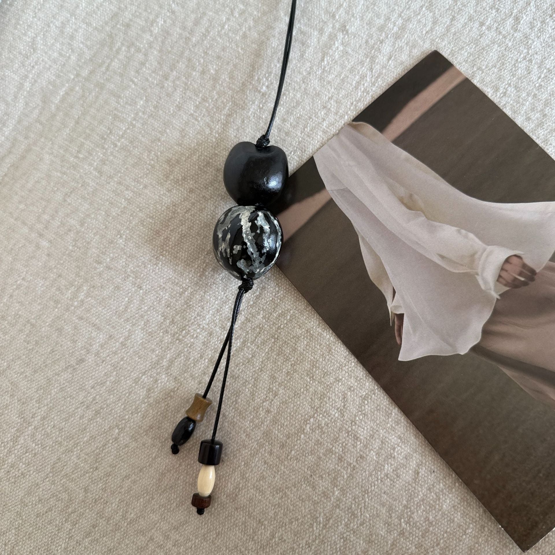 Letitdao Botanical Seed Necklace New Chinese Style Long Mala For Layering Literary Aesthetic Jewelry