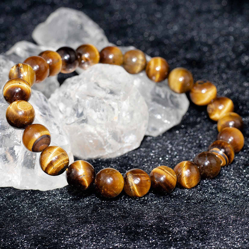 Letitdao Solar Energy in Every Bead Natural Tiger's Eye Stretch Bracelet for Clarity Focus & Motivation