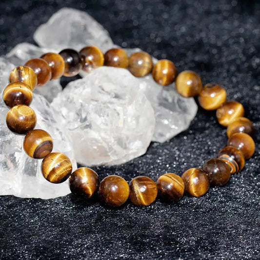 Letitdao Solar Energy in Every Bead Natural Tiger's Eye Stretch Bracelet for Clarity Focus & Motivation
