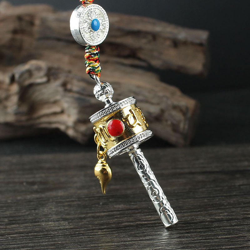 Letitdao Spinning Tibetan Mantra Car Charm Rotating Prayer Wheel for Mindful Driving & Travel Blessings Handcrafted Cultural Gift