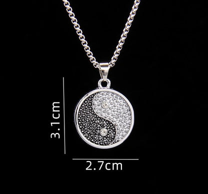 Sale Letitdao Yin-Yang Tai Chi Bagua Necklace Stainless Steel Pendant For Husband & Boyfriend
