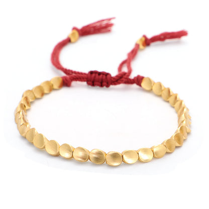 Letitdao Mindfulness Balanc Energy Healing Lucky Wealth Bracelet Tibetan Copper Beads Healing Luck Bracelet