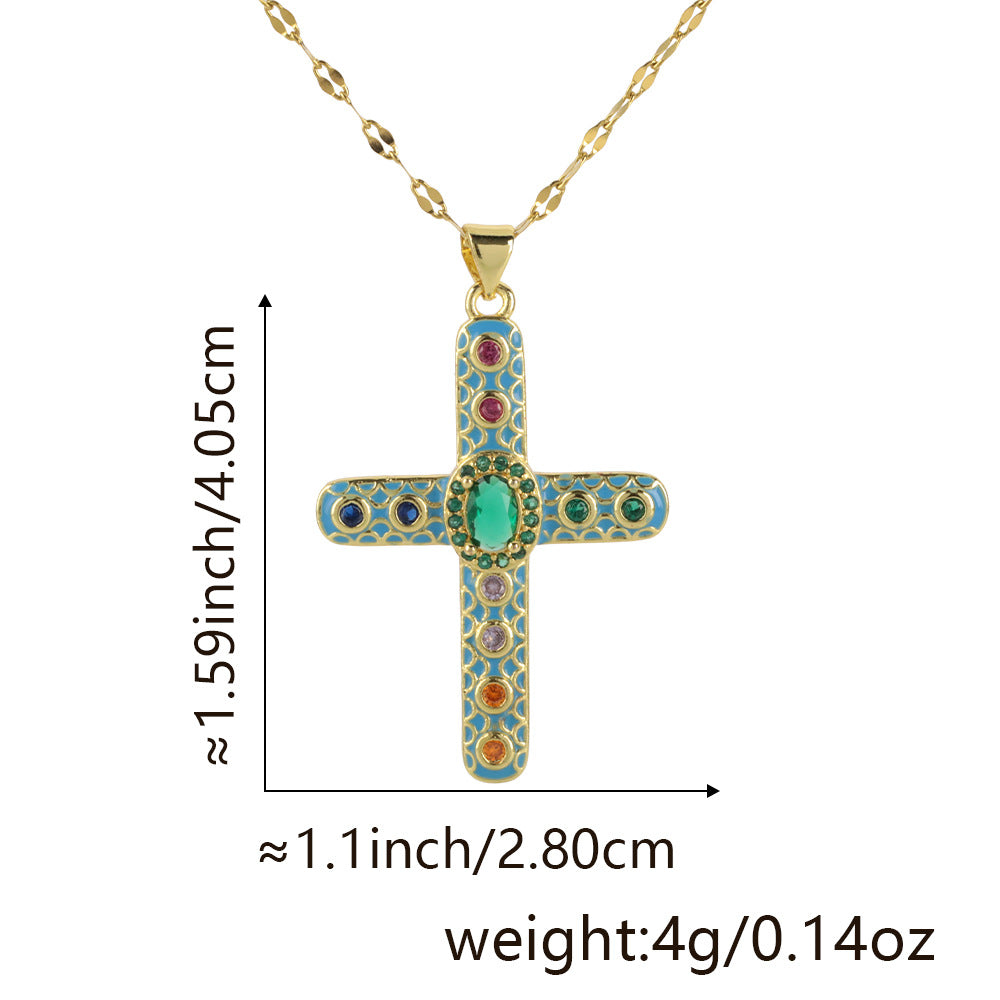 Letitdao Gold-plated Zirconia Multicolor Spectrum Pendant Necklace - Fashion Gradient Jewelry