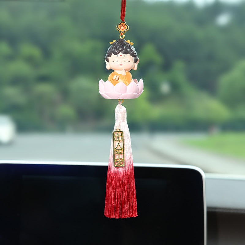 Letitdao Cute Smiley Face Car Hanging Ornament Cartoon Character Air Freshener for Car Interior Decor