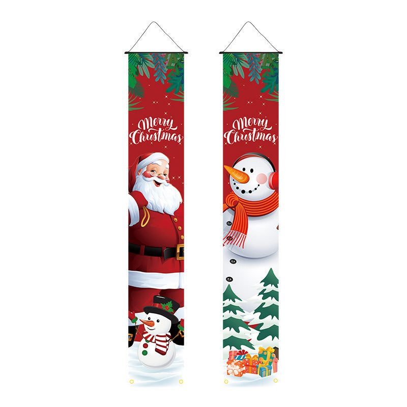 Letitdao Christmas Portal Decor Set Couplet Banners & Door Curtains for Party Background Yuletide Celebration System
