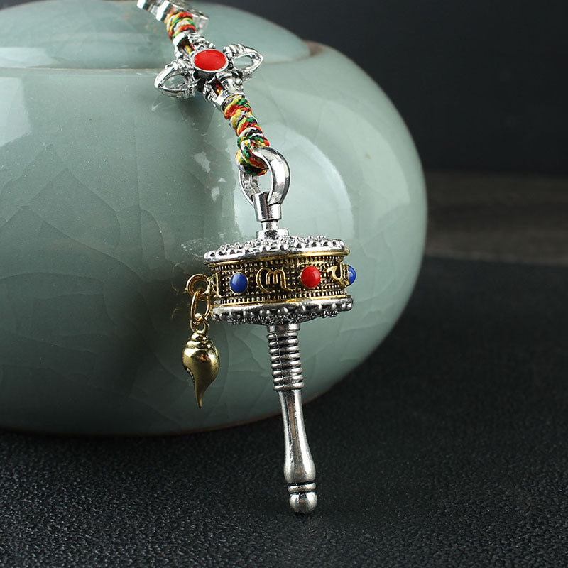 Letitdao Spinning Tibetan Mantra Car Charm Rotating Prayer Wheel for Mindful Driving & Travel Blessings Handcrafted Cultural Gift
