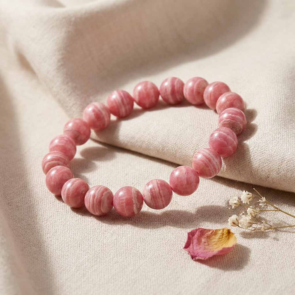 Letitdao Natural Rhodochrosite Bracelet - Whisper of Love