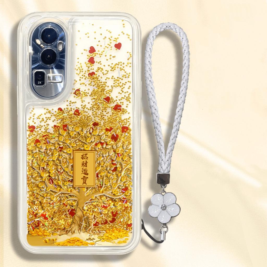 $9.9 Includes All Fees- Letitdao Wealth Flow Phone Case Floating Gold Coin Leaf Design Shockproof Protection Abundance Energy Cover for Multiple Models