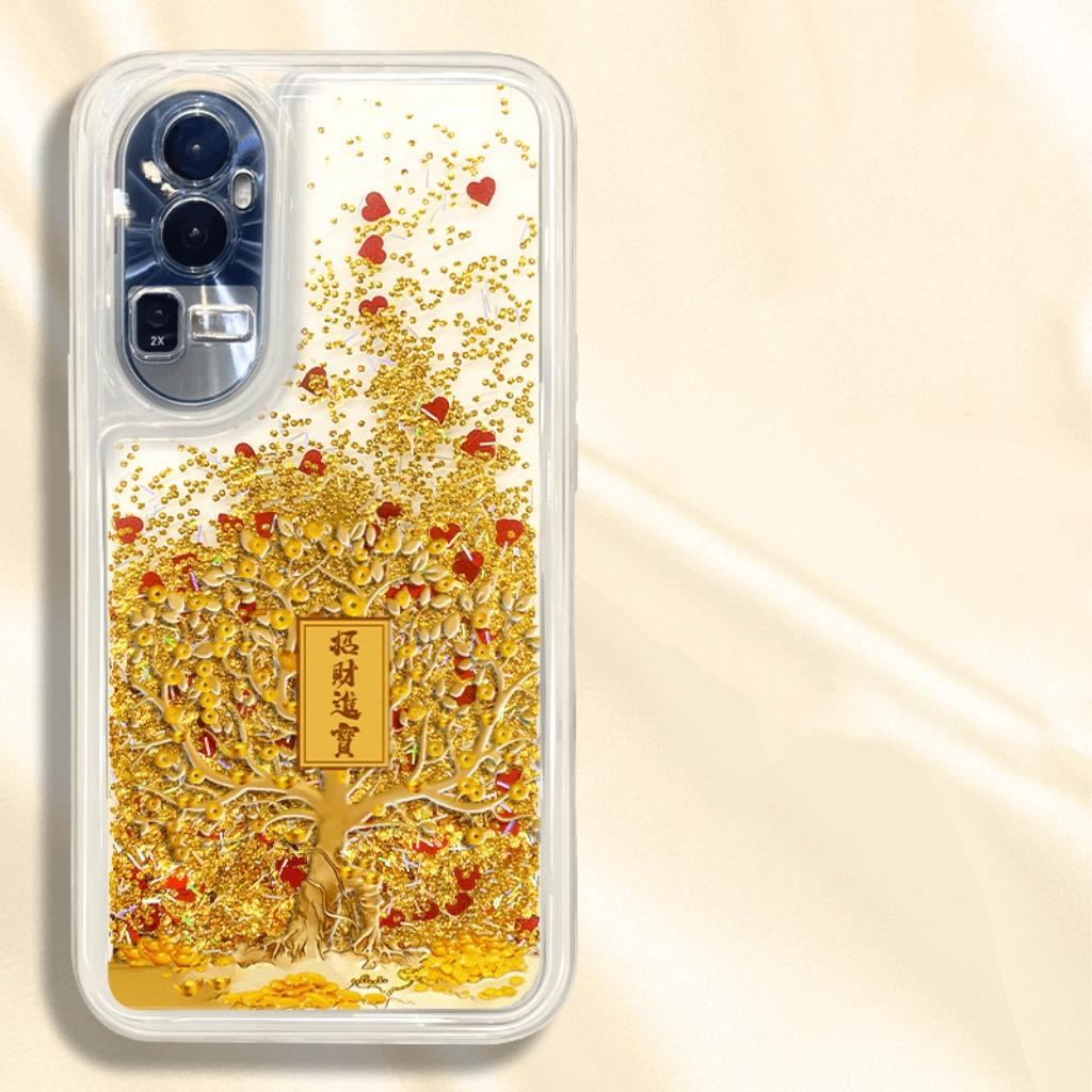 $9.9 Includes All Fees- Letitdao Wealth Flow Phone Case Floating Gold Coin Leaf Design Shockproof Protection Abundance Energy Cover for Multiple Models
