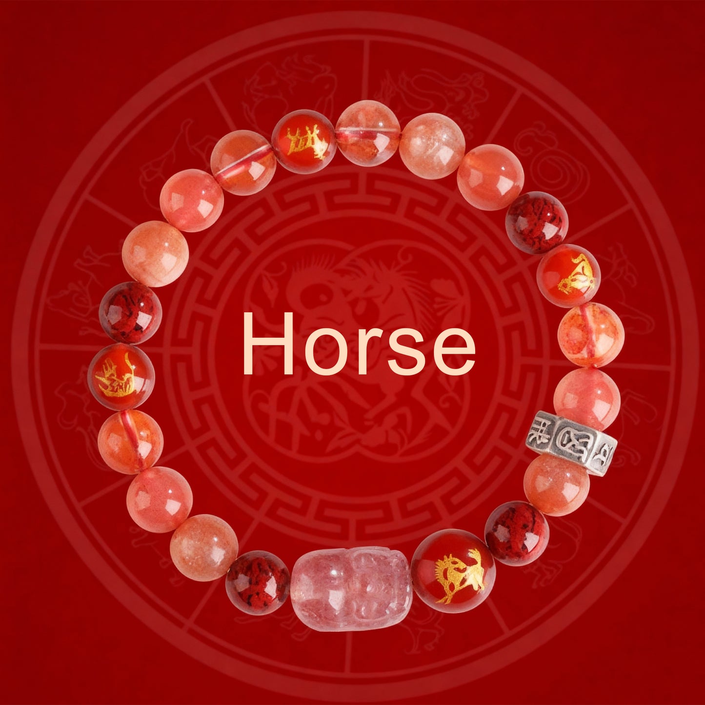 Zodiac Fortune Bracelet Adorned With Sacred Cinnabar & Natural Crystal & Legendary Pi Xiu